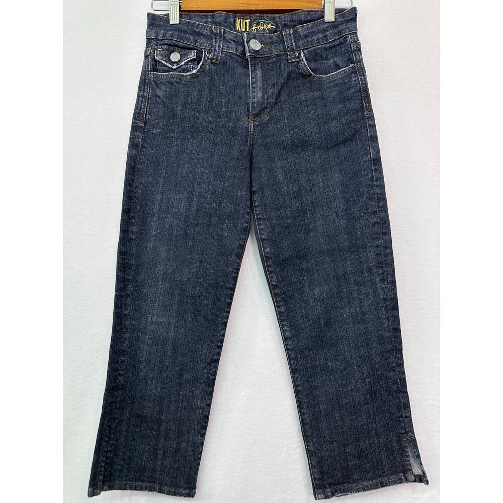 KUT From The Kloth Y2K Dark Wash Cropped Flap Pocket Jeans Size 2 - Picture 2 of 13
